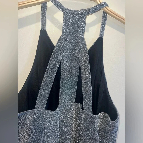 Crosby Mollie Burch Silver Sparkly Halter Dress Size‎ M Money Classic Party NYE - Picture 6 of 16